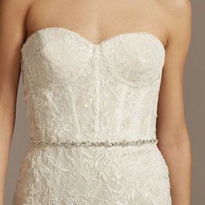 Pear and Circle Cut Crystal Strand Sash Belt for Wedding Dress David's Bridal